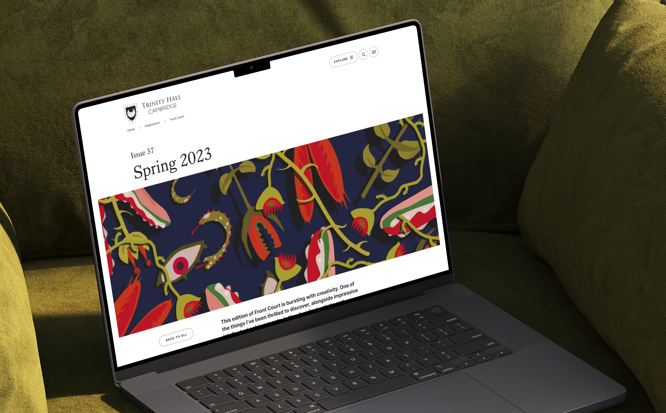 A specific issue of the digital Front Court publication at Trinity Hall College