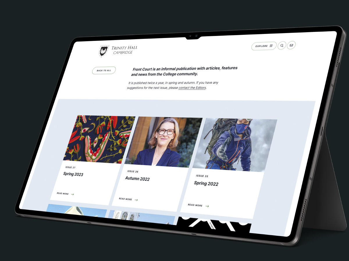 A webpage showing the Front Court publication specifically