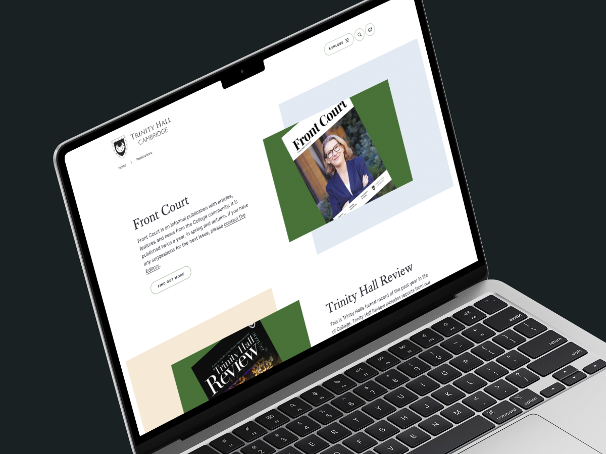 The overview page for the Trinity Hall digital publications